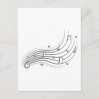 Postal Musical note wave, black line clipart