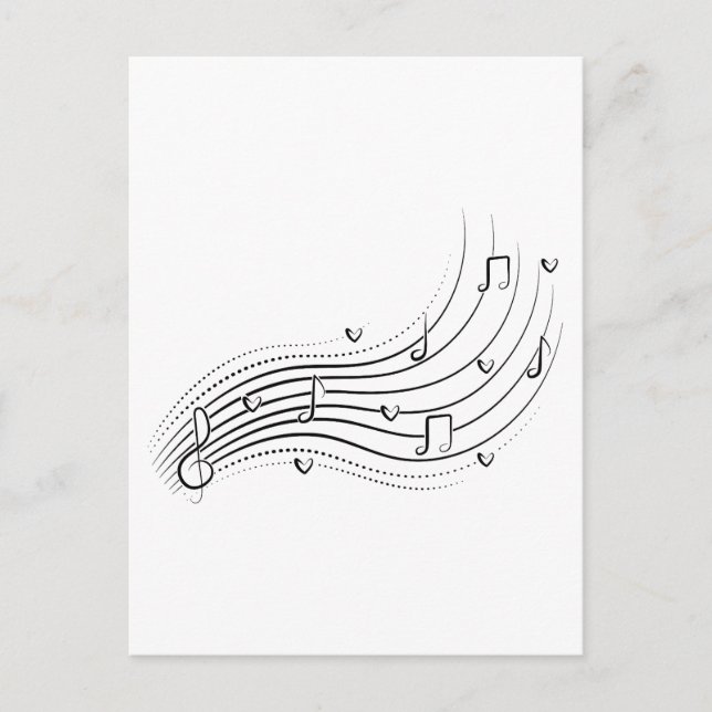 Postal Musical note wave, black line clipart (Anverso)