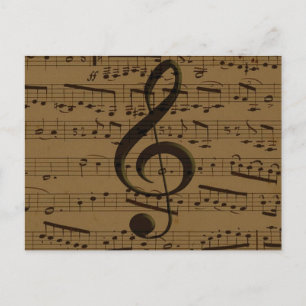 Postal Musical Treble Clef Sheet Music Classic