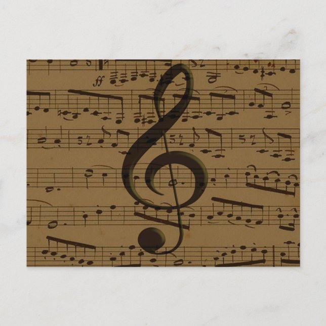 Postal Musical Treble Clef Sheet Music Classic (Anverso)
