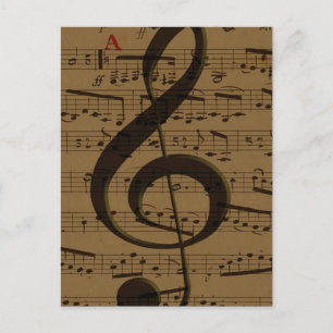 Postal Musical Treble Clef Sheet Music Classic