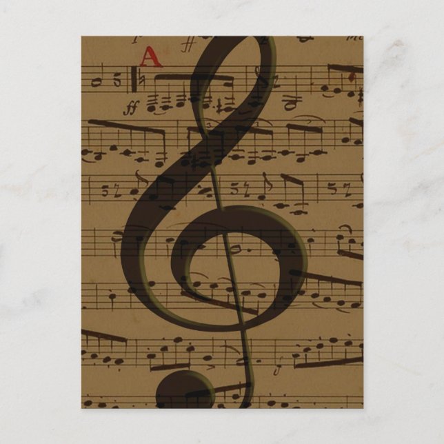 Postal Musical Treble Clef Sheet Music Classic (Anverso)