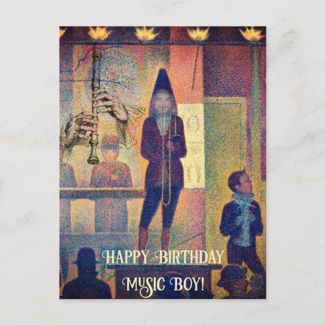 POSTAL MÚSICO DE ART VINTAGE FLAUTA CUMPLEAÑOS PERSONALIZ (Anverso)