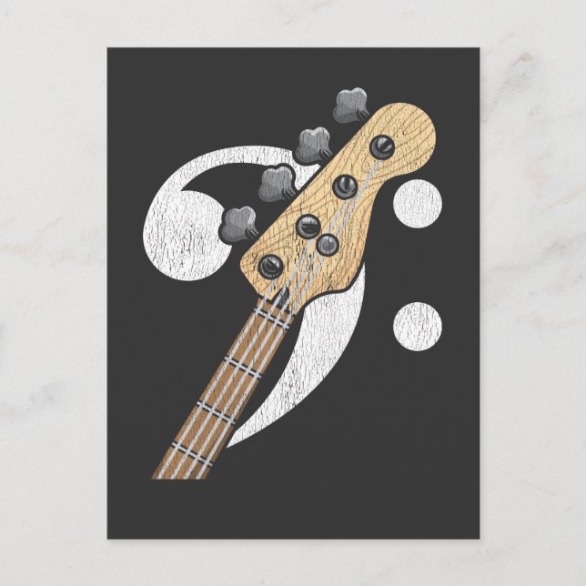 Postal Músico de Bass Clef Guitar Bass Player (Anverso)
