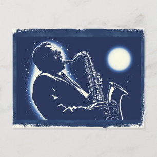 Postal Músico de Saxofón de Blues Arte Pop Música