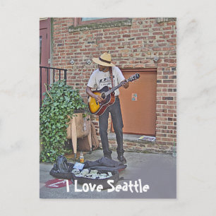 Postal Músico en callejón