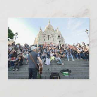 Postal Músico fuera del Sacre Coeur Paris