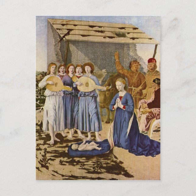 Postal Músicos adoran a Cristo por Geburt Christi (Anverso)