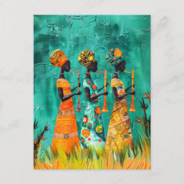Postal Músicos africanos vestidos con traje tradicional