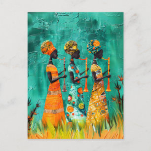 Postal Músicos africanos vestidos con traje tradicional