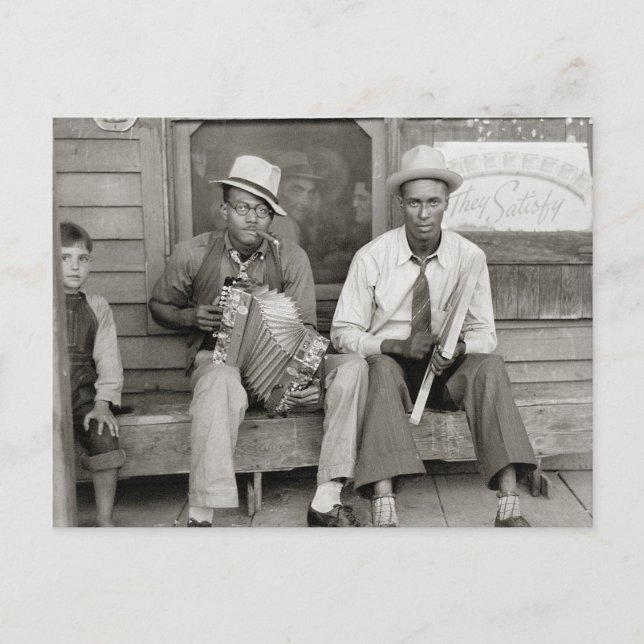 Postal Músicos callejeros, 1938 (Anverso)