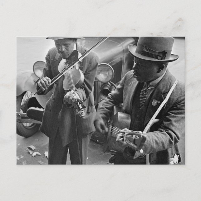 Postal Músicos callejeros de West Memphis, 1935 (Anverso)