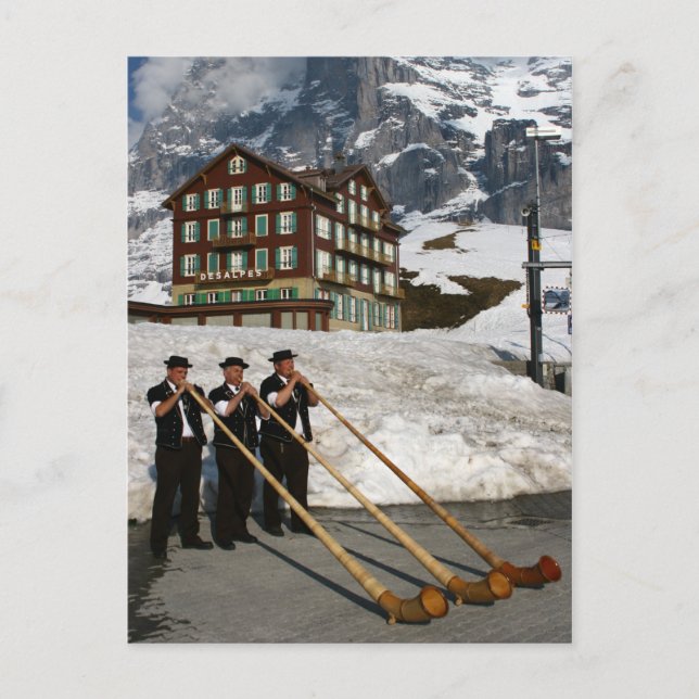 Postal Músicos De Alphorn De Kleine Scheidegg Suiza (Anverso)