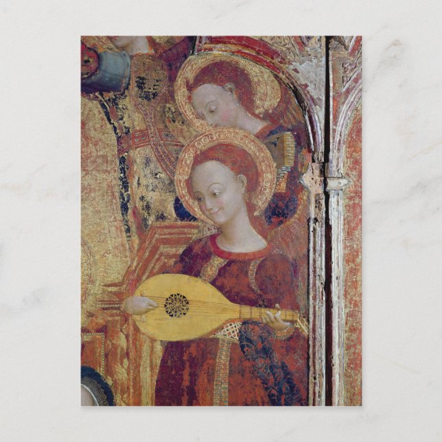 Postal Músicos de ángel de la pintura de Virgin y Child (Anverso)