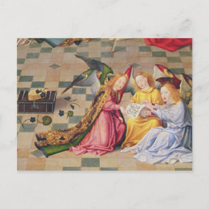 Postal Músicos de ángel del panel derecho del retablo