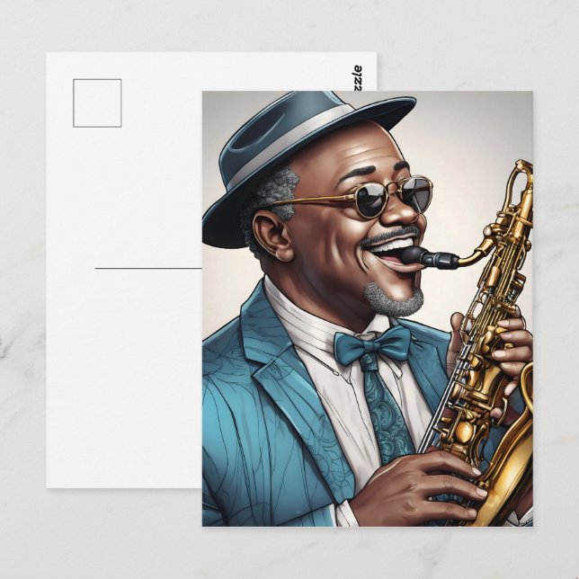 Postal músicos de jazz (Anverso / Reverso)