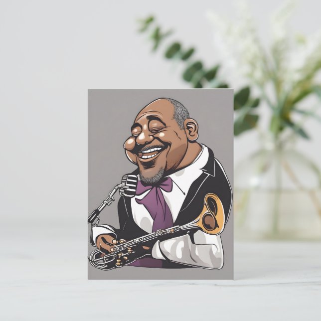 Postal músicos de jazz (Anverso de pie)