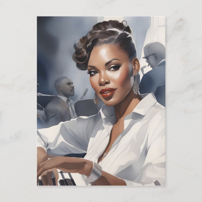 Postal Músicos de la banda de jazz (Anverso)