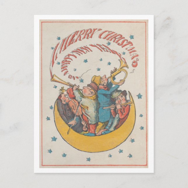 Postal Músicos de Navidad de 1866 en Crescent Moon (Anverso)