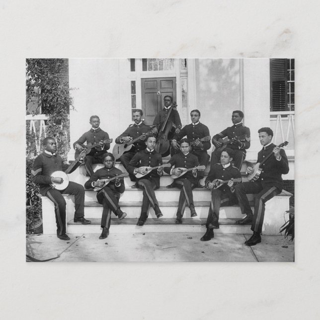 Postal Músicos del Instituto Hampton, años 1890 (Anverso)