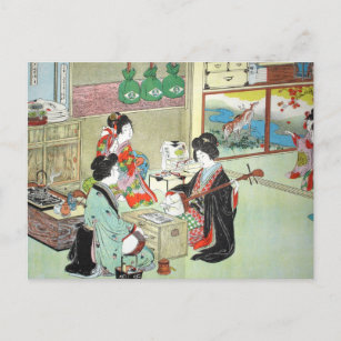 Postal Músicos - Devoirs Colección japonesa