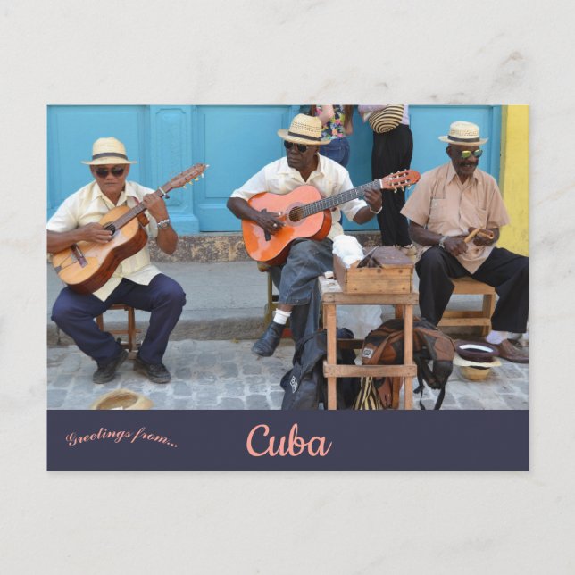 Postal Músicos en La Habana Cuba (Anverso)