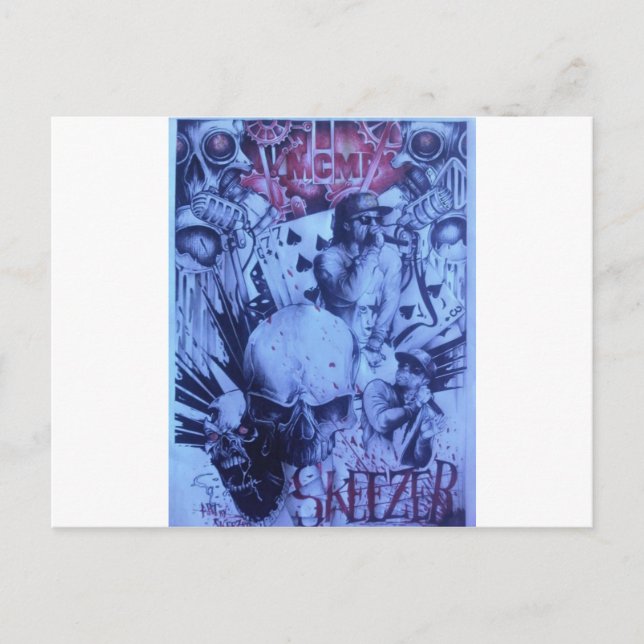 Postal Músicos pop Blue Purple Art Print (Anverso)