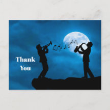 Músicos Silueta de Luna Llena Gracias