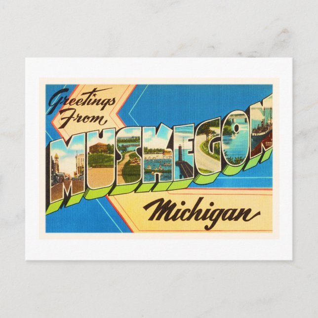 Postal Muskegon Michigan MI Antiguo recuerdo de viajes de (Anverso)