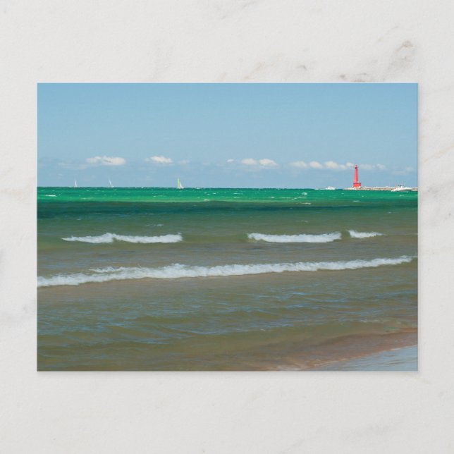 Postal Muskegon Pier Light, Muskegon, Michigan (Anverso)