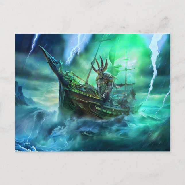 Postal Muspell is sailing the Naglfar ship at Ragnarök (Anverso)