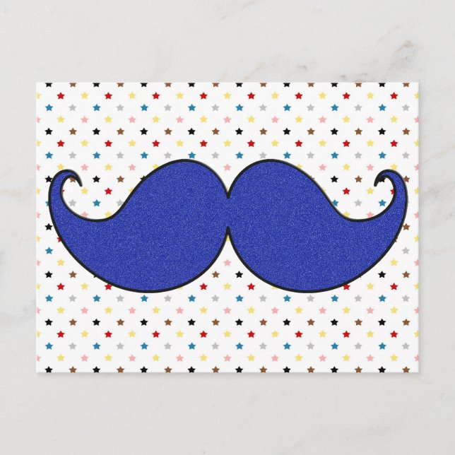 Postal Mustache azul retro (Anverso)