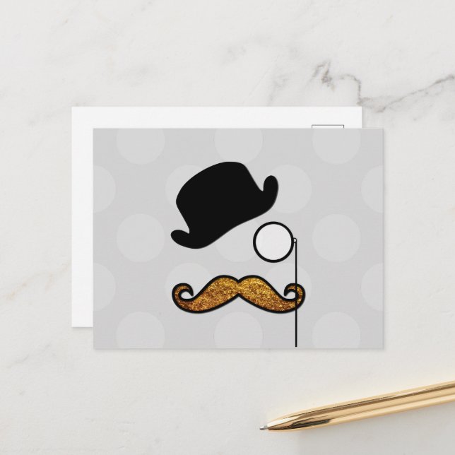 Postal Mustache, bigote, cefalea, monóculo, Gorra de Bowl (Anverso/Reverso In Situ)