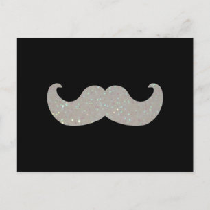 Postal Mustache blanco (gráfico falso Purpurina)