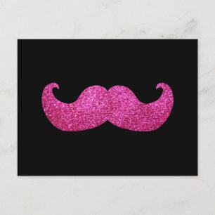 Postal Mustache de hongo rosa (gráfico falso Purpurina)