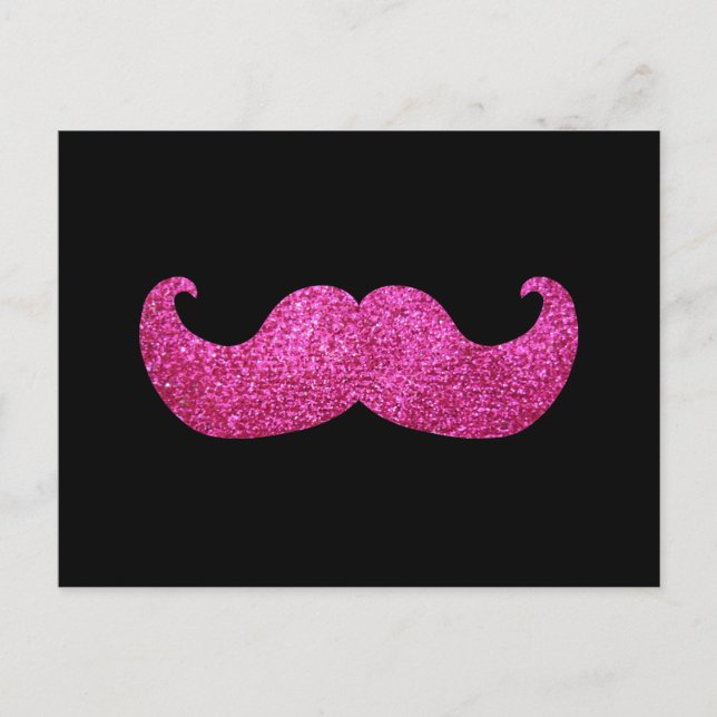 Postal Mustache de hongo rosa (gráfico falso Purpurina) (Anverso)