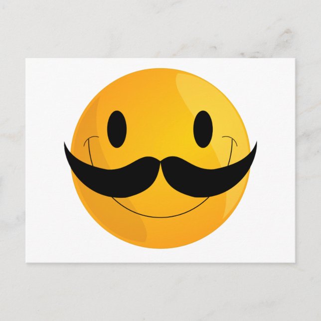 Postal Mustache Happy Face Emoji (Anverso)