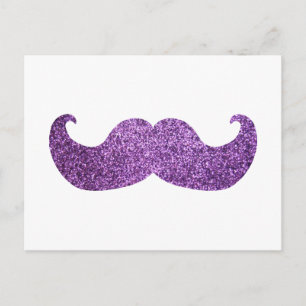 Postal Mustache morado (gráfico falso Purpurina)
