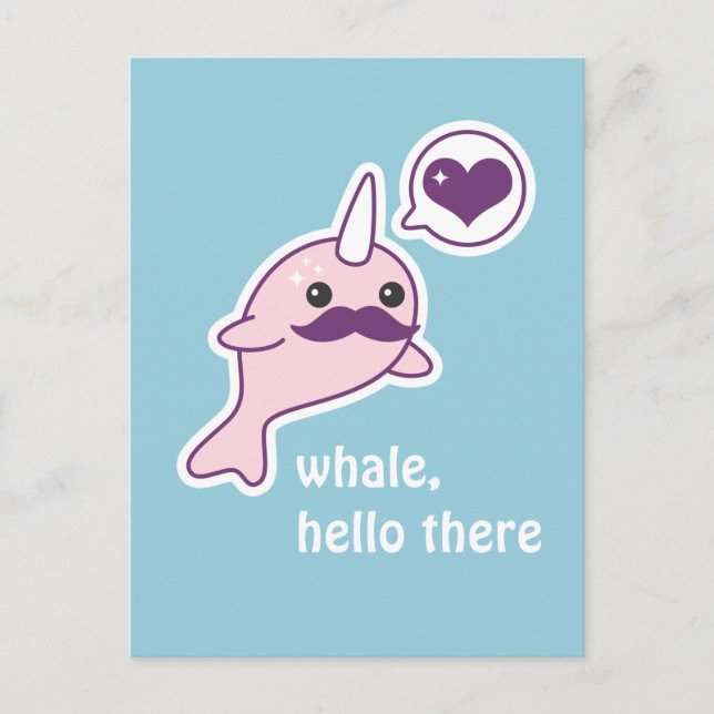 Postal Mustache Narwhal (Anverso)