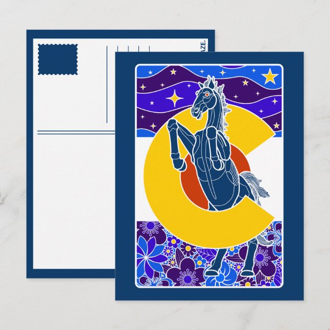 Postal mustang azul de colorado (Anverso / Reverso)