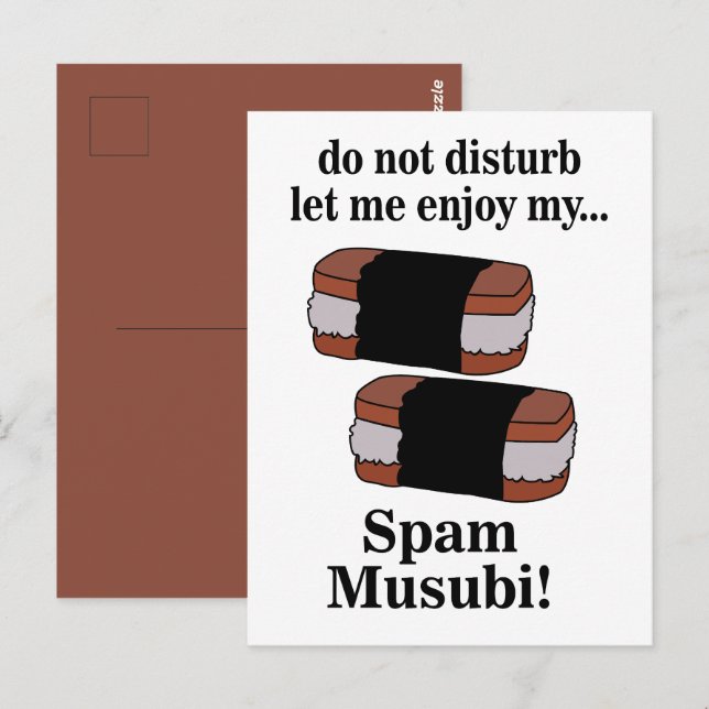 Postal Musubi Déjame Disfrutar De Mi Musubi De Spam (Anverso / Reverso)