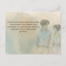 Mutual Gratitude Love Quote Postcard | Gentle Pres