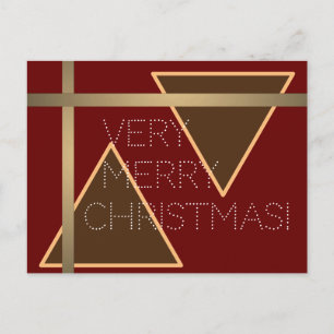 Postal Muy Feliz Navidad dorado rojo marrón