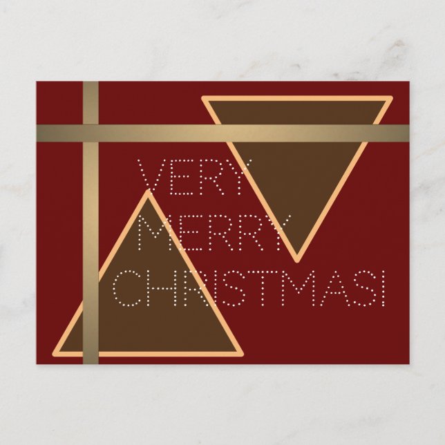 Postal Muy Feliz Navidad dorado rojo marrón (Anverso)