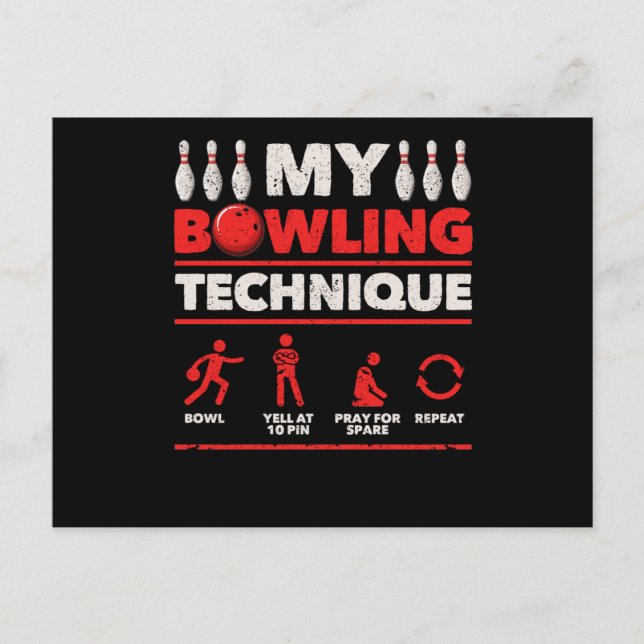 Postal My Bowling Technique Bowl Grita A 10 Pin Pray (Anverso)