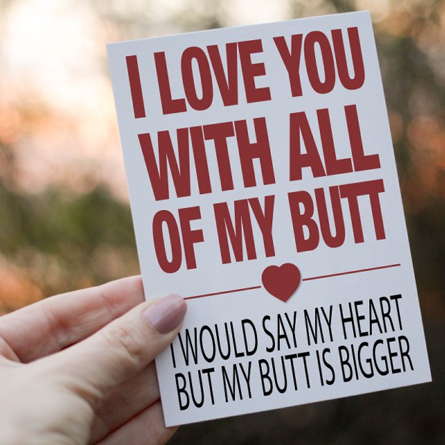 Postal My Butt Funny Valentines Typography (Celebrate your Valentine's day with this hilariously honest and quirky postcard)