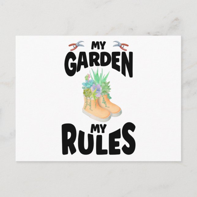 Postal My Garden My Rules Rubber Boots Garden (Anverso)
