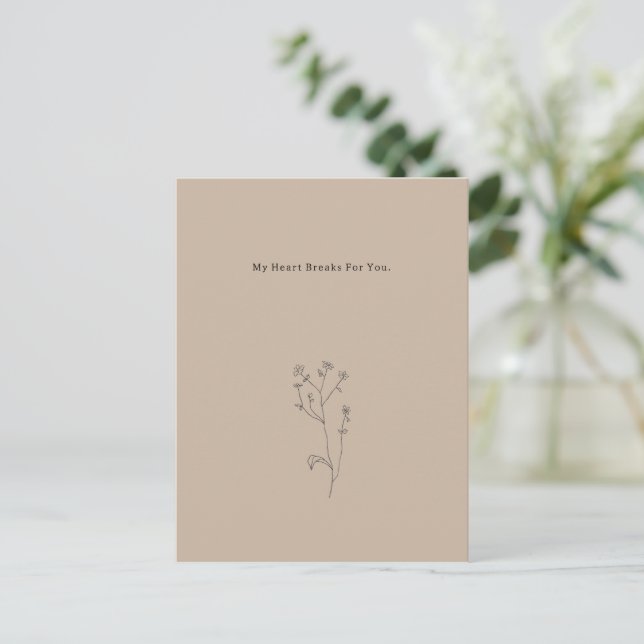 Postal My Heart Breaks For You Quote Mourning Card (Anverso de pie)