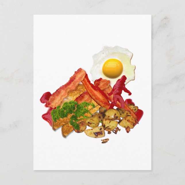 Postal My Ketchup Gone Squatchin para el desayuno Bacon (Anverso)