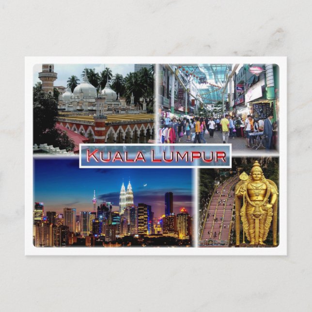 Postal MY Kuala Lumpur - Mezquita Jamek - Calle Petaling  (Anverso)